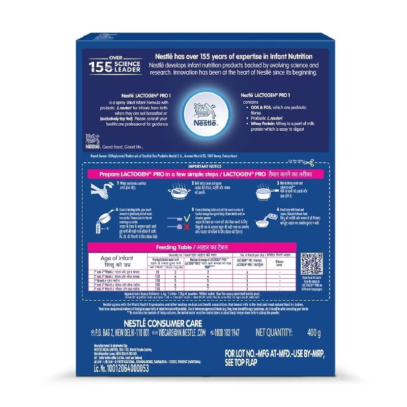 Nestle Lactogen Pro 1 Powder, Infant Formula Up To 6 Months With Probiotic And Prebiotics, 400 g-3.webp